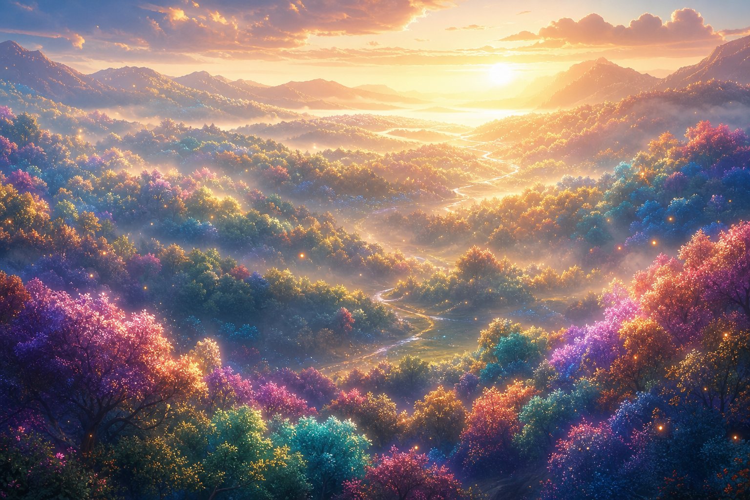Rainbow Forest valley at sunrise